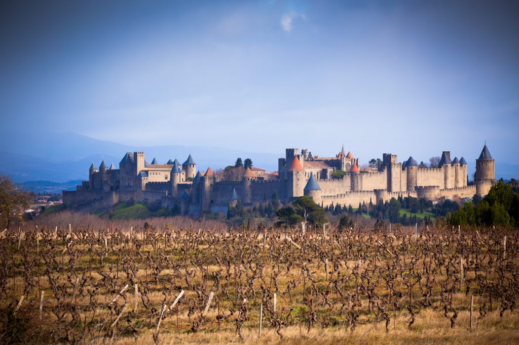 View of Carcassonne castle in Languedoc-Rosellon (France)